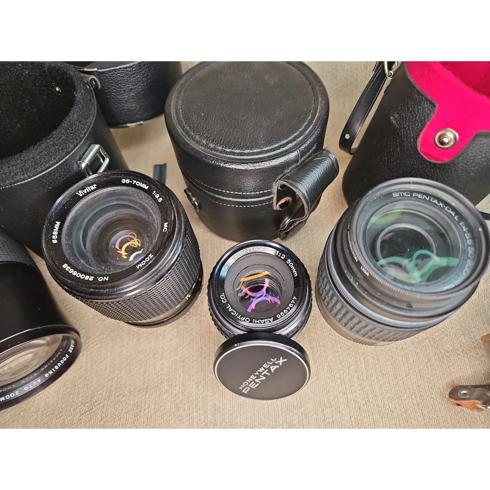 Vintage Camera & Lens Lot Canon Nikon Olympus Pentax Untested